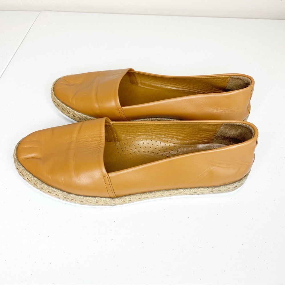 Bambi Leather Espadrille Slip On Flat Tan Size 39